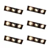 Set mit 6 Einbaustrahlern Schwarz Verstellbar Rahmenlos 3-Lichter - Oneon