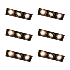 Set mit 6 Einbaustrahlern Schwarz Verstellbar Rahmenlos 3-Lichter - Oneon