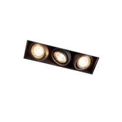 Set mit 6 Einbaustrahlern Schwarz Verstellbar Rahmenlos 3-Lichter - Oneon