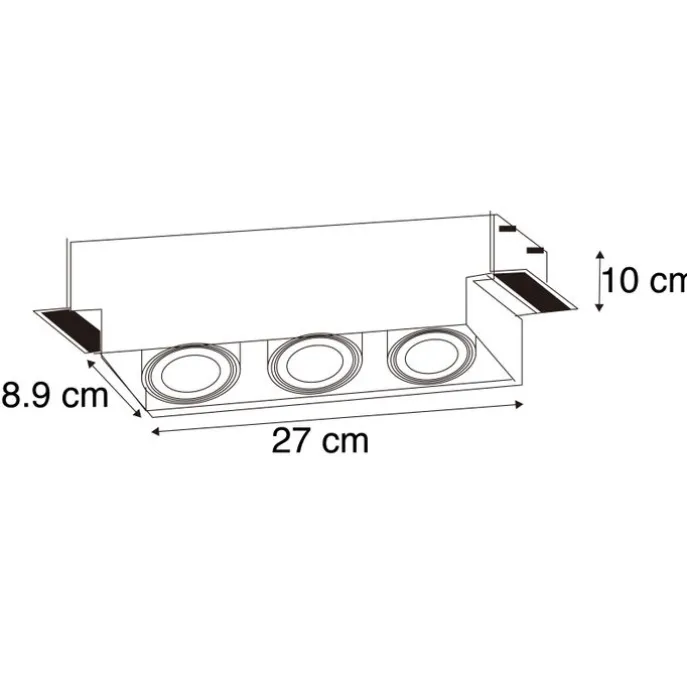 Set mit 6 Einbaustrahlern Schwarz Verstellbar Rahmenlos 3-Lichter - Oneon