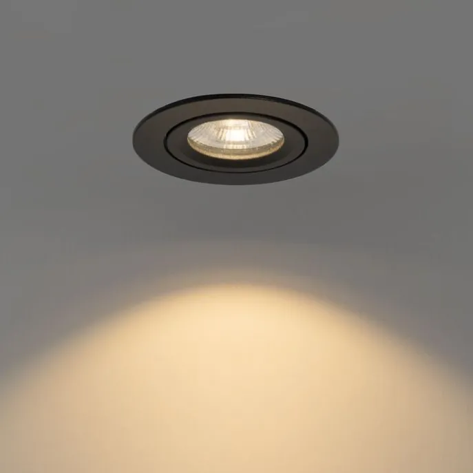 Set mit 6 Einbaustrahlern schwarz neigbar 8,2 cm inkl. LED Dim to Warm IP54 Ultra Slim - Pupil