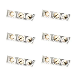 Set mit 6 Einbaustrahlern Weiß AR111 Trimless 3-Licht - Oneon