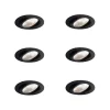 Set mit 6 Einbaustrahlern Schwarz 9,5 cm inkl. LED 1300 lm Dimmbar IP23 - Gaius