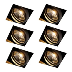 Set mit 6 Einbaustrahlern schwarz GU10 AR111 Trimless - Oneon