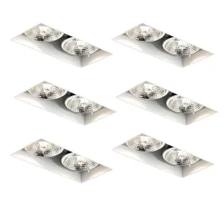 Set mit 6 Einbaustrahlern weiß GU10 70 mm 2-flammig ohne Rahmen - Oneon