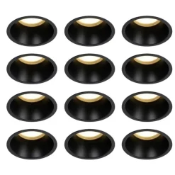 Set mit 12 Einbaustrahlern schwarz GU10 70mm IP44 - Dept