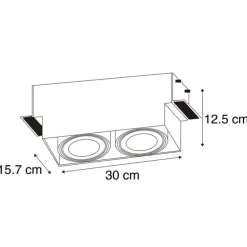 Set mit 3 Einbaustrahlern, schwarz, GU10 AR111, randlos, 2-flammig – Oneon