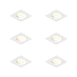 Set mit 6 Einbaustrahlern quadratisch weiß dreh- und schwenkbar - Chuck