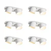 Set mit 6 Einbaustrahlern Weiß GU10 70mm Schwenkbar 2-Licht - Installa