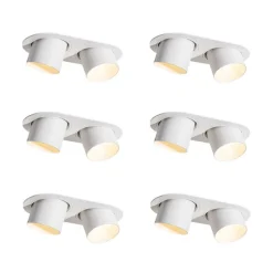Set mit 6 Einbaustrahlern Weiß GU10 70mm Schwenkbar 2-Licht - Installa