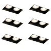 Set mit 6 Einbaustrahlern schwarz GU10 50mm 2-flammig ohne Rahmen - Oneon