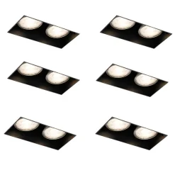 Set mit 6 Einbaustrahlern schwarz GU10 50mm 2-flammig ohne Rahmen - Oneon