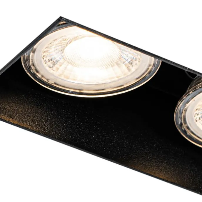 Set mit 6 Einbaustrahlern schwarz GU10 50mm 2-flammig ohne Rahmen - Oneon