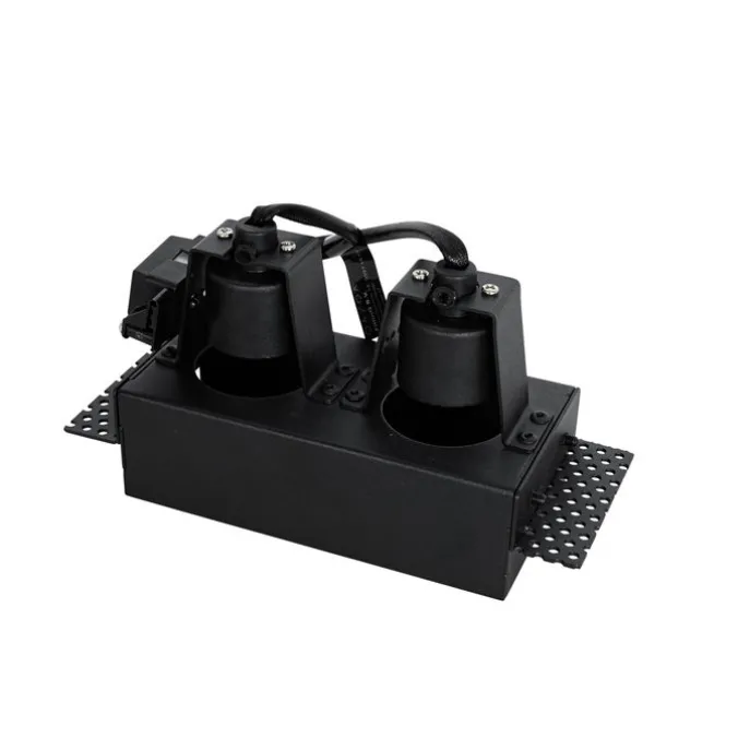 Set mit 6 Einbaustrahlern schwarz GU10 50mm 2-flammig ohne Rahmen - Oneon