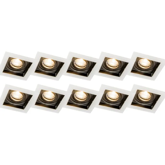 Set mit 10 Einbaustrahlern aus weißem Stahl - Carree