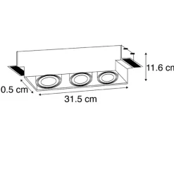 Set mit 6 Einbaustrahlern schwarz GU10 AR70 Trimless 3-Licht - Oneon