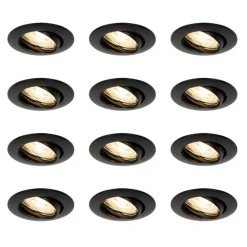 Set mit 12 Einbaustrahlern schwarz GU10 35mm - Edu