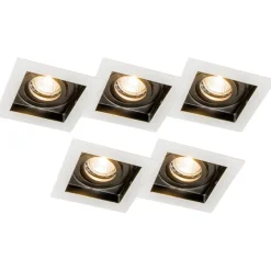 Set mit 5 Einbaustrahlern aus weißem Stahl - Carree