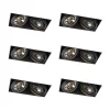 Set mit 6 Einbaustrahlern schwarz AR111 schwenkbar und neigbar Trimless 2-Licht - Oneon