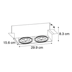 Set mit 6 Einbaustrahlern schwarz AR111 schwenkbar und neigbar Trimless 2-Licht - Oneon