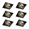 Set mit 6 Einbaustrahlern schwarz AR111 Kippbar und drehbar Trimless - Oneon