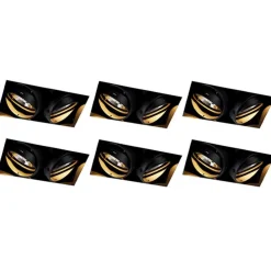 Set mit 6 Einbaustrahlern, schwarz, GU10, AR111, randlos, 2-flammig – Oneon