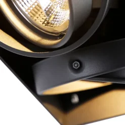 Set mit 6 Einbaustrahlern, schwarz, GU10, AR111, randlos, 2-flammig – Oneon