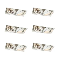 Set mit 6 Einbaustrahlern Weiß Verstellbar AR111 Trimless 2-Lichter - Oneon