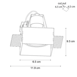 Set mit 6 Einbaustrahlern weiß GU10 50 mm randlos - Oneon