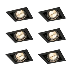 Set mit 6 Einbaustrahlern schwarz AR111 verstellbar - Oneon
