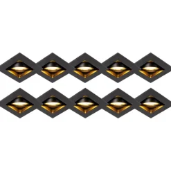 Set mit 10 Einbaustrahlern schwarz verstellbar - Qure