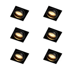 Set mit 6 Einbaustrahlern schwarz verstellbar rahmenlos - Oneon Honey