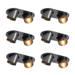 Set mit 6 Einbaustrahlern Gunmetal GU10 50mm 2-Lichter - Installa