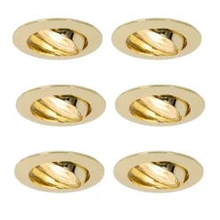 Set mit 6 Einbaustrahlern Messing GU10 35 mm - Edu