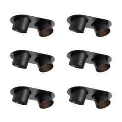 Set mit 6 Einbaustrahlern schwarz GU10 70mm neigbar 2-Licht - Installa