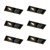 Set mit 6 Einbaustrahlern schwarz GU10 verstellbar rahmenlos 2-flammig - Oneon