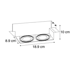 Set mit 6 Einbaustrahlern schwarz GU10 verstellbar rahmenlos 2-flammig - Oneon