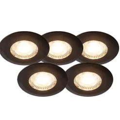 Set mit 5 Einbaustrahlern schwarz 3-Stufen-Dimmbar IP44 - Ulo