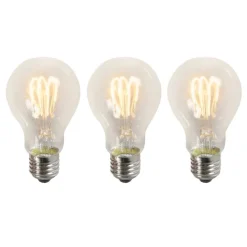 Set mit 3 E27-LED-Lampen mit gedrehtem Glühfaden, A60, klar, 3 W, 210 lm, 2200 K
