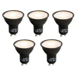 Set mit 5 GU10 LED-Lampe schwarz 7W 610 lm 3000K