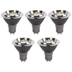 Set mit 5 GU10 3-Stufen-Dimm-zu-Warm-LED-Lampen AR70 6W 320lm 2000-3000K