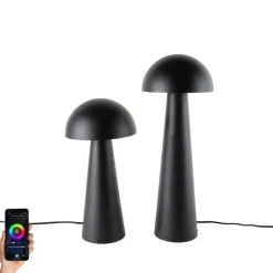 Set mit 2 intelligenten Außen-Stehleuchten schwarz 50 cm und 65 cm - Mushroom