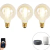 Set mit 3 intelligenten E27-LED-Lampen, dimmbar bis warm, G95 Goldline, 7 W, 806 lm, 1800 K – 3000 K