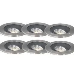 Set mit 6 modernen Außen-Bodenscheinwerfern Stahl AR70 verstellbar IP65 - Delux