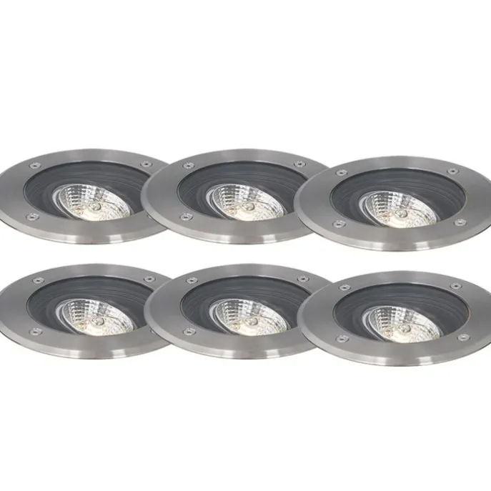 Set mit 6 modernen Außen-Bodenscheinwerfern Stahl AR70 verstellbar IP65 - Delux