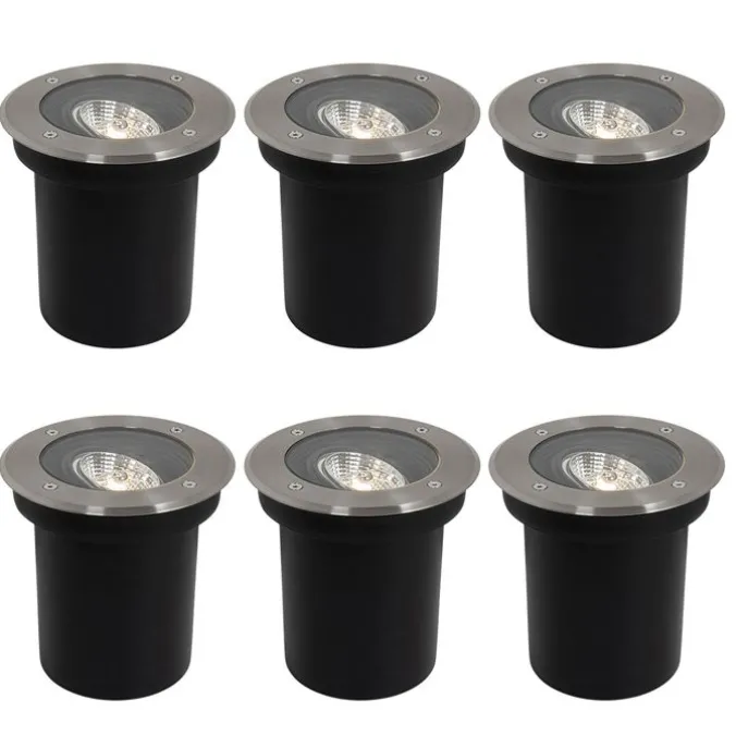 Set mit 6 modernen Außen-Bodenscheinwerfern Stahl AR70 verstellbar IP65 - Delux