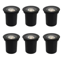 Set mit 6 modernen Außen-Bodenscheinwerfern schwarz AR70 einstellbar IP65 - Delux