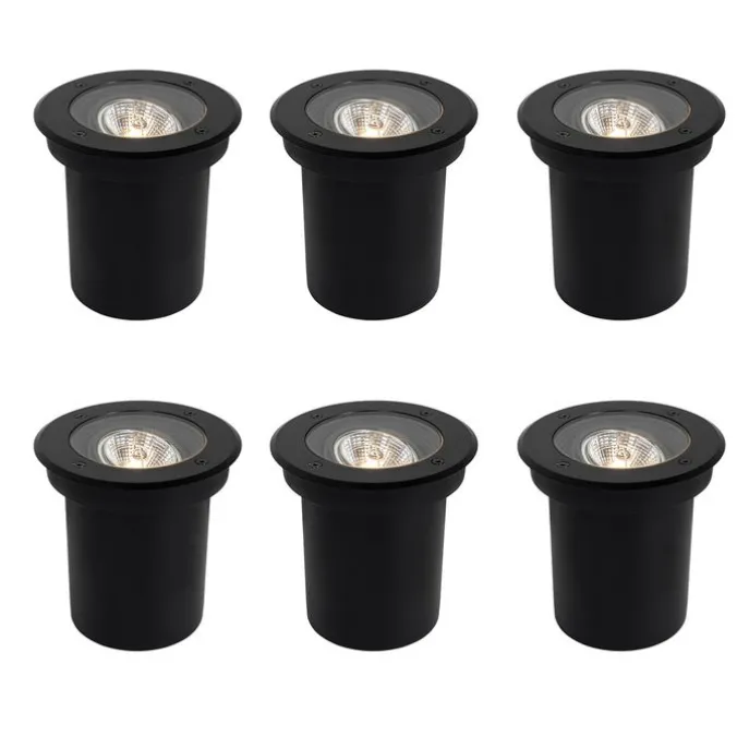 Set mit 6 modernen Außen-Bodenscheinwerfern schwarz AR70 einstellbar IP65 - Delux