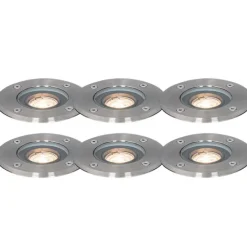 Set mit 6 modernen Außen-Bodenspots Stahl 35 mm verstellbar IP65 - Delux