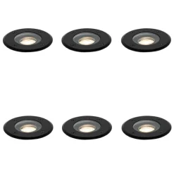 Set mit 6 modernen Außen-Bodenspothlights schwarz 35 mm verstellbar IP65 - Delux